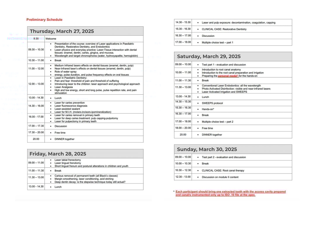 module 2 preliminary schedule 2025